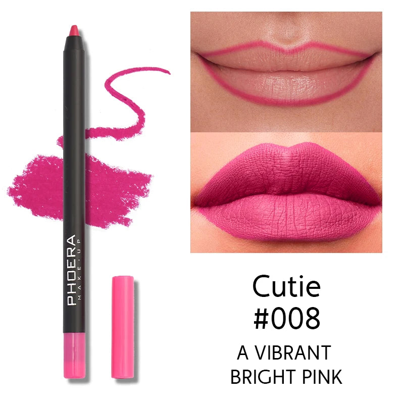 Waterproof Matte Lipliner Pencil Sexy Red Contour Tint Lipstick Lasting Non-stick Cup Moisturising Lips Makeup Cosmetic 12Color