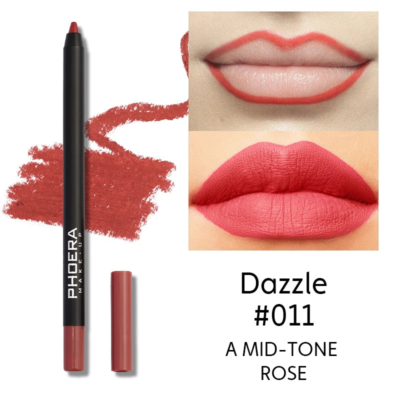Waterproof Matte Lipliner Pencil Sexy Red Contour Tint Lipstick Lasting Non-stick Cup Moisturising Lips Makeup Cosmetic 12Color