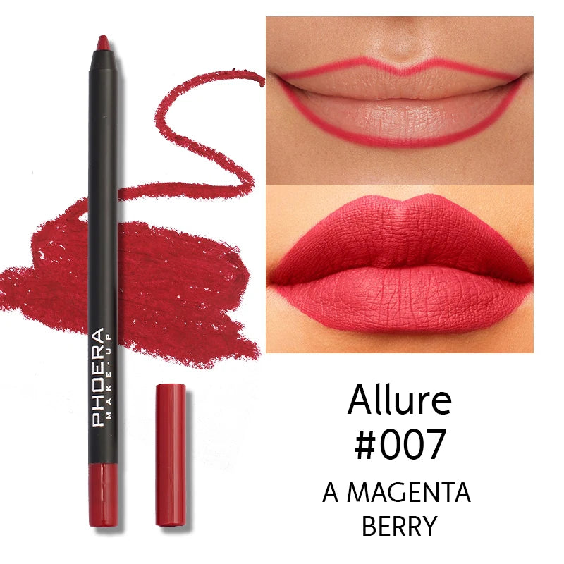 Waterproof Matte Lipliner Pencil Sexy Red Contour Tint Lipstick Lasting Non-stick Cup Moisturising Lips Makeup Cosmetic 12Color