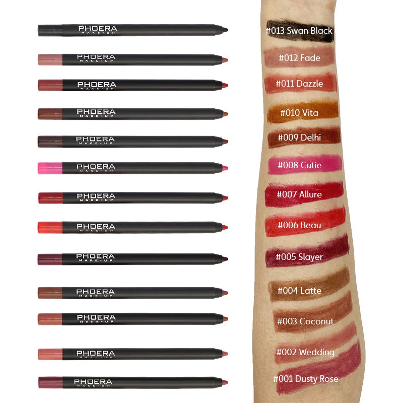 Waterproof Matte Lipliner Pencil Sexy Red Contour Tint Lipstick Lasting Non-stick Cup Moisturising Lips Makeup Cosmetic 12Color