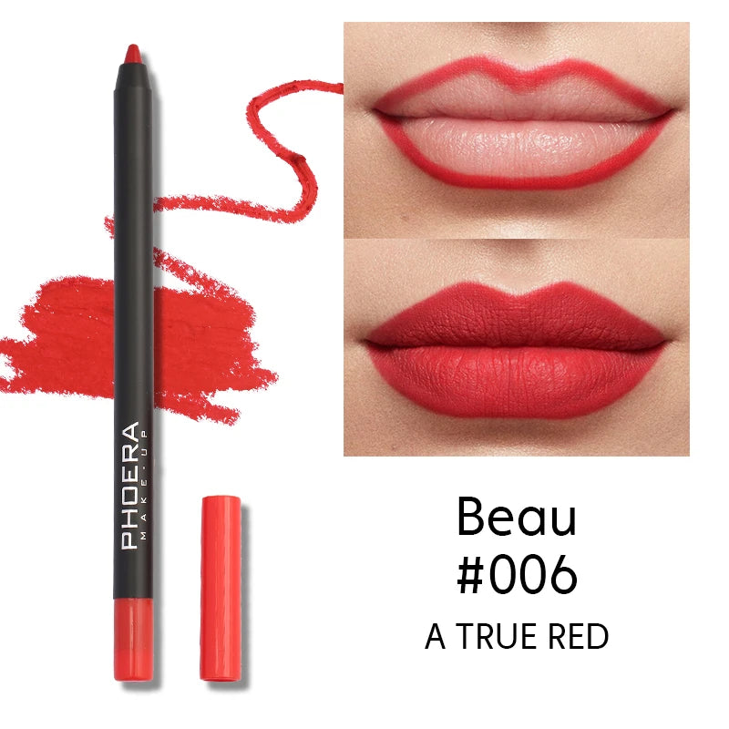 Waterproof Matte Lipliner Pencil Sexy Red Contour Tint Lipstick Lasting Non-stick Cup Moisturising Lips Makeup Cosmetic 12Color