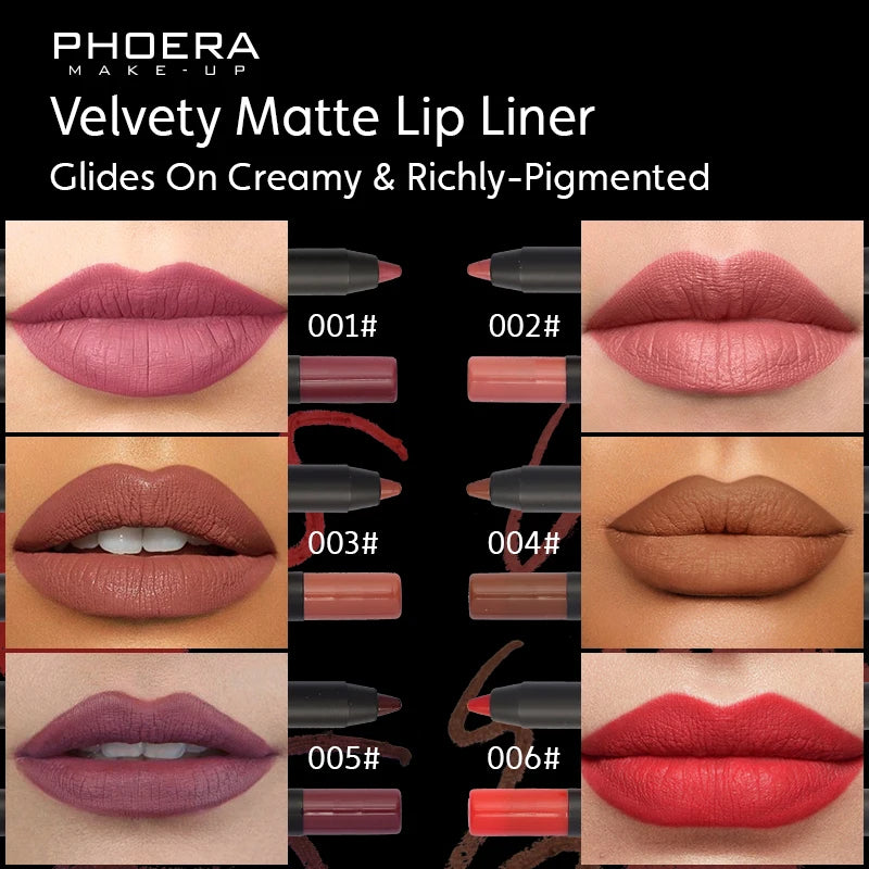 Waterproof Matte Lipliner Pencil Sexy Red Contour Tint Lipstick Lasting Non-stick Cup Moisturising Lips Makeup Cosmetic 12Color